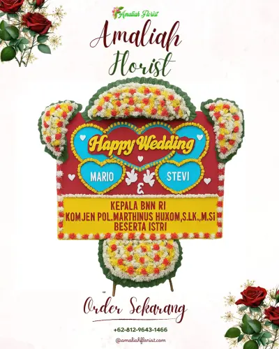 Karangan Papan Bunga Pernikahan di Ballroom Pulomas - Wedding Venue